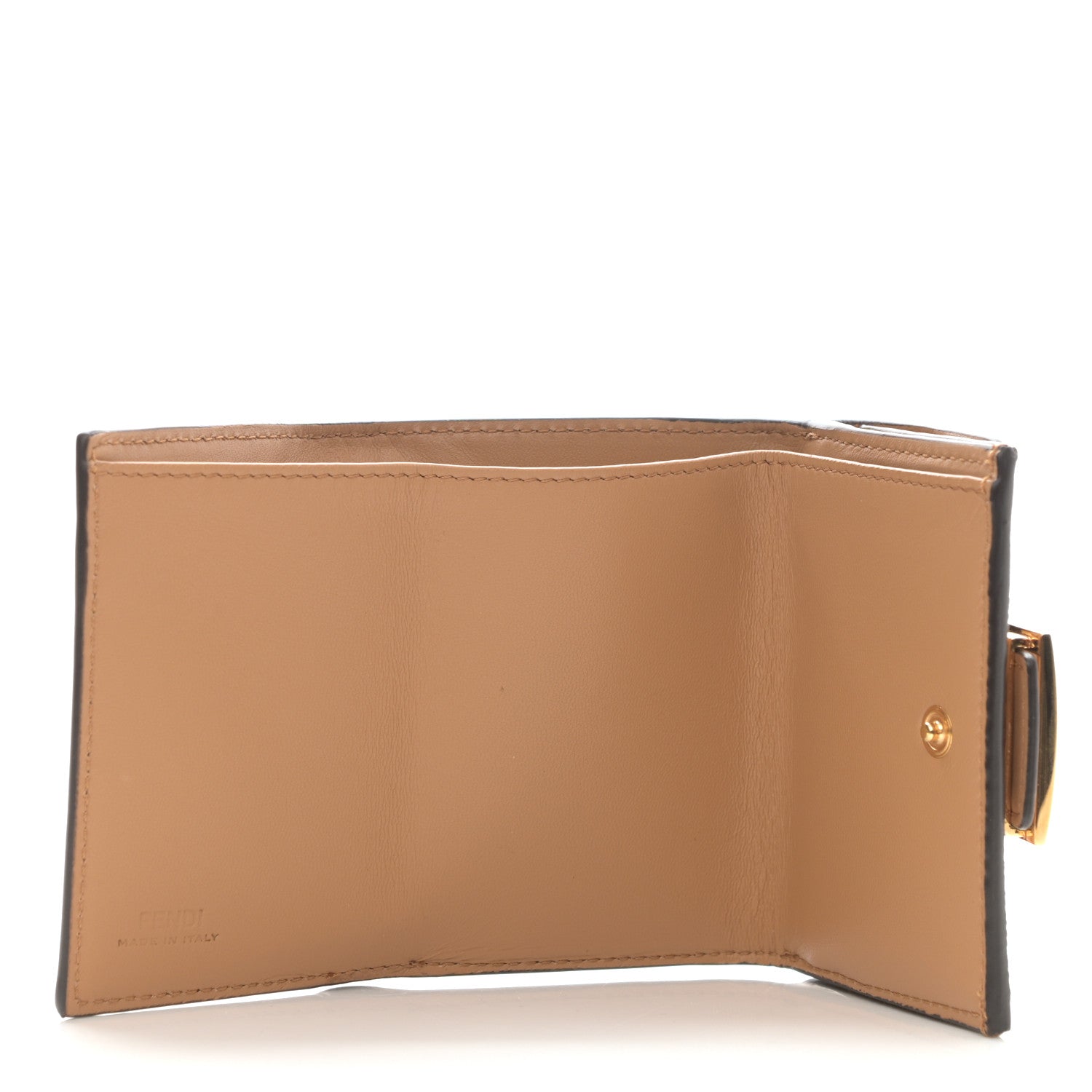 Fendi Nappa Matisse FF Diagonal Embossed Micro Tri-Fold Wallet Miele Scuro 5 of 9