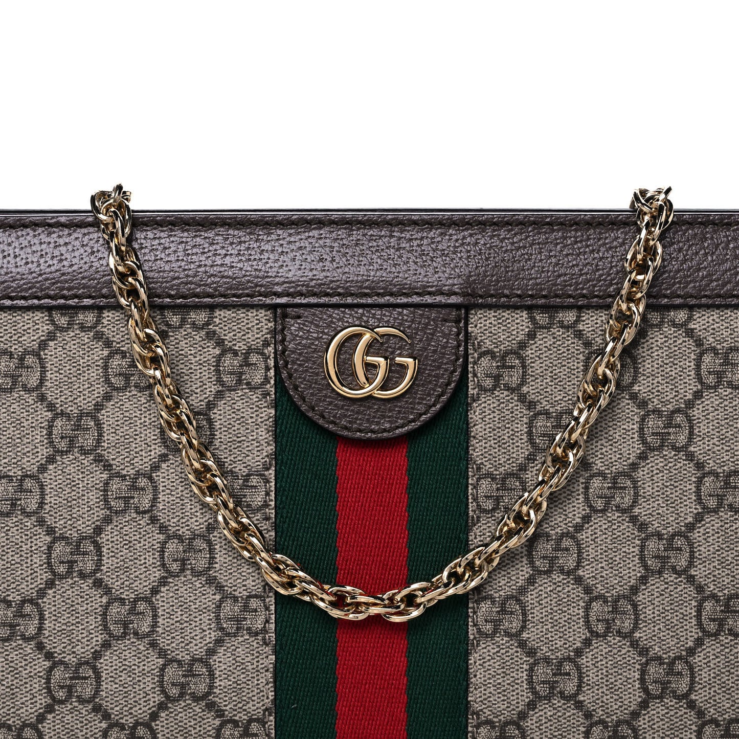GG Supreme Monogram Web Small Ophidia Chain Shoulder Bag Brown