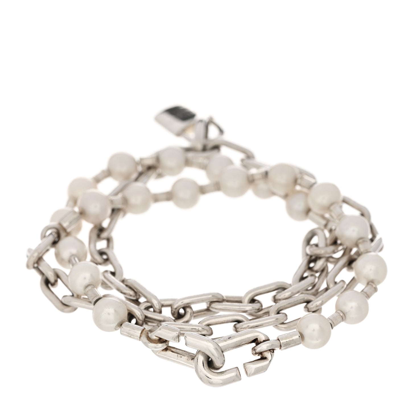 Sterling Silver Pearl HardWear Lock Bracelet