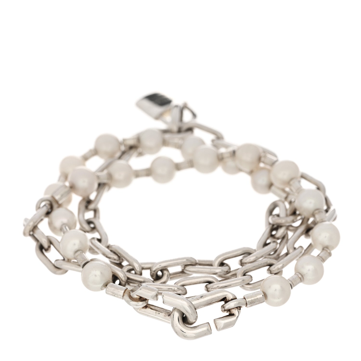 Tiffany Sterling Silver Pearl HardWear Lock Bracelet 2 of 3