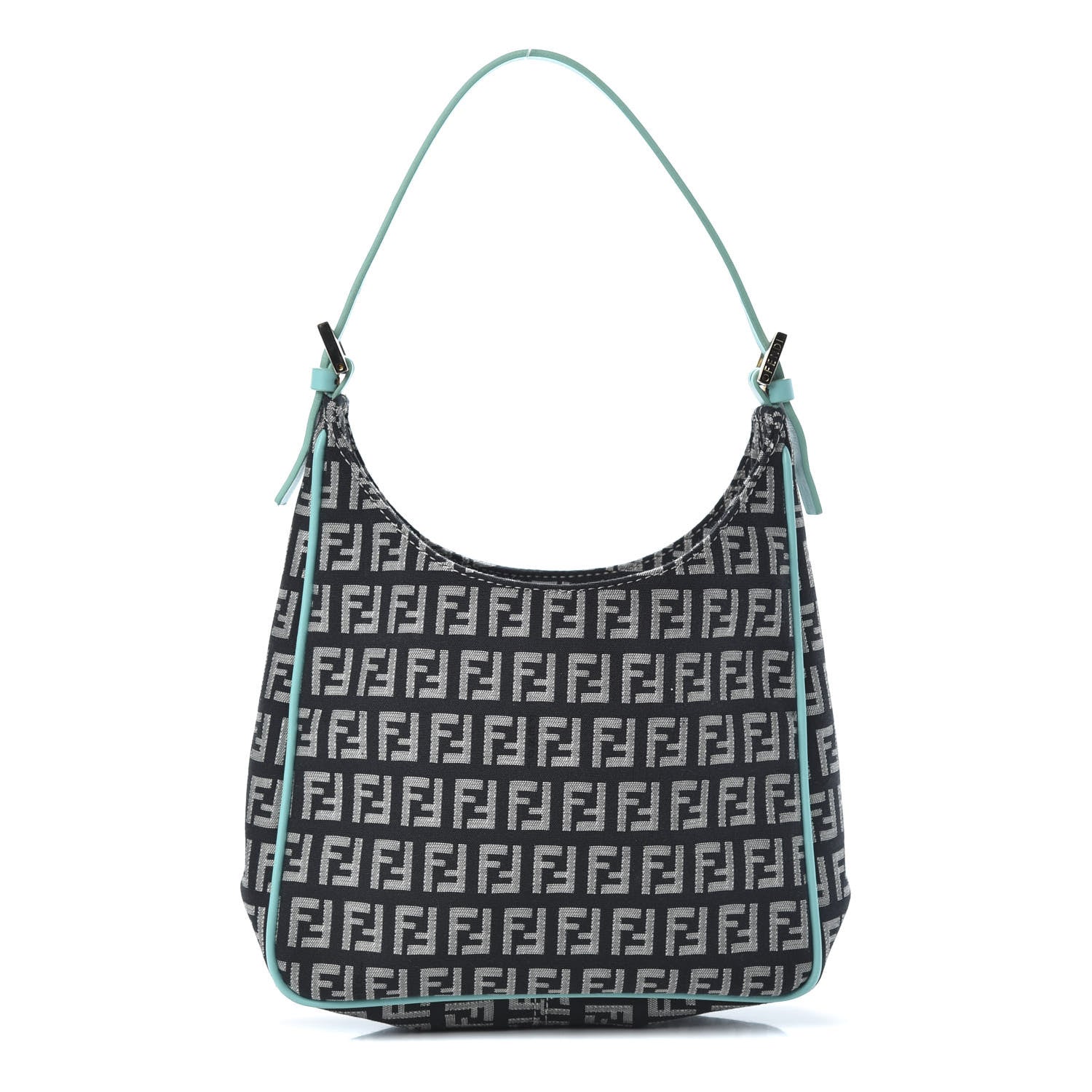 Fendi Zucchino Mini Hobo Black White Azzurro 1 of 10