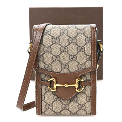 Gucci GG Supreme Monogram Mini Horsebit 1955 Crossbody Bag Beige Brown Sugar 10 of 10