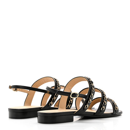 Chanel Lambskin Chain Sandals 39 Black 4 of 9