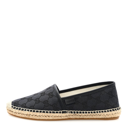 Gucci Washed Cotton Miro Soft Calfskin GG Monogram Espadrilles 37.5 Black 1 of 9