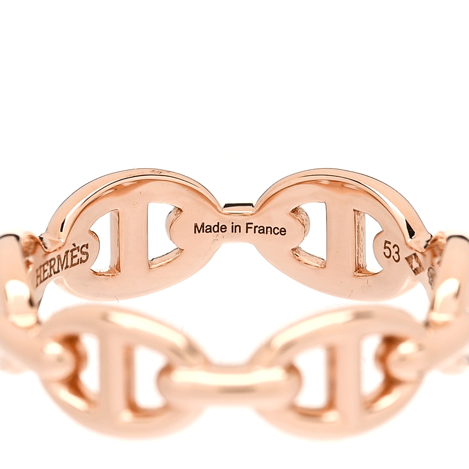 Hermes 18K Rose Gold PM Chaine D'Ancre Enchainee Ring 53 6.5 7 of 9