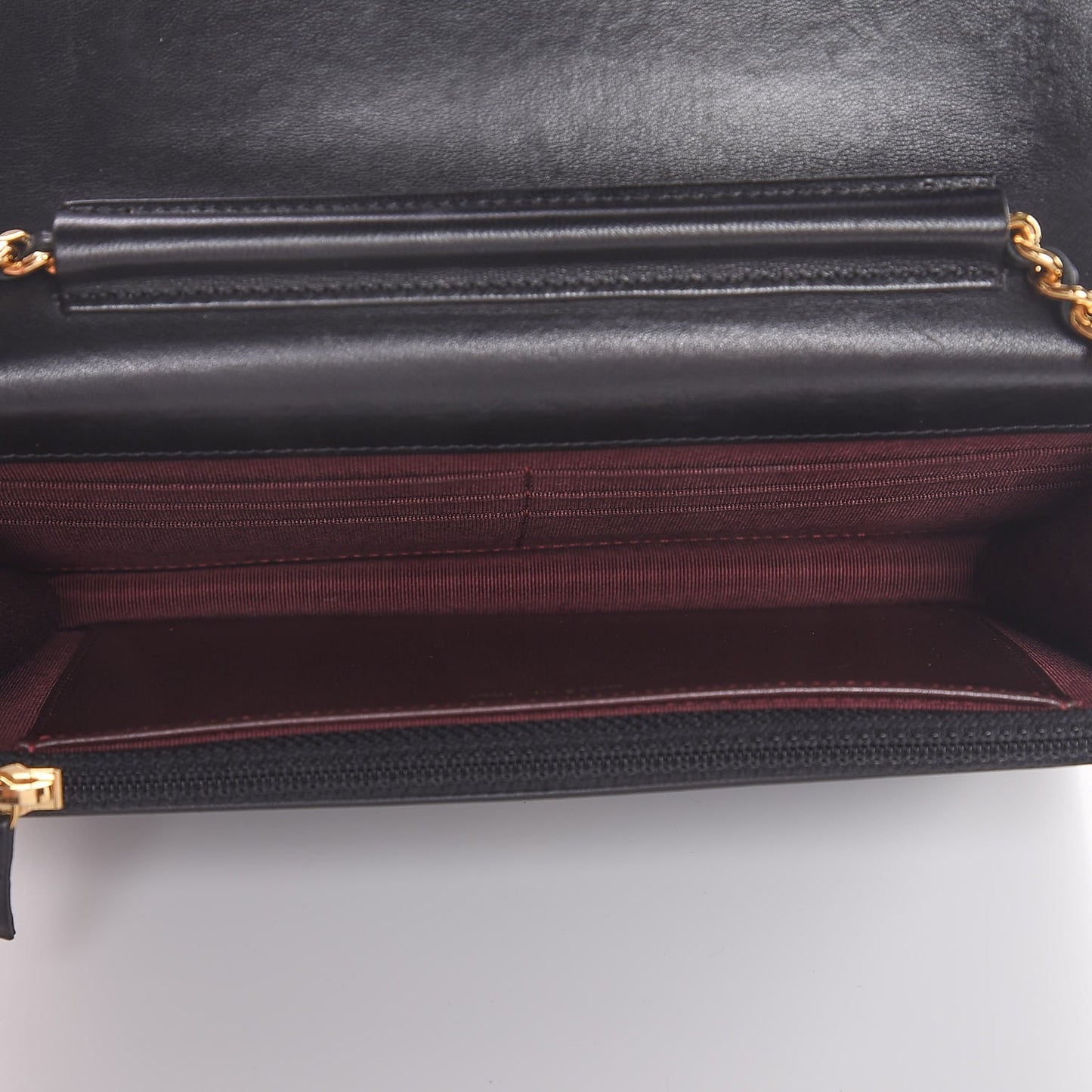 Lambskin Quilted Wallet On Chain WOC Black