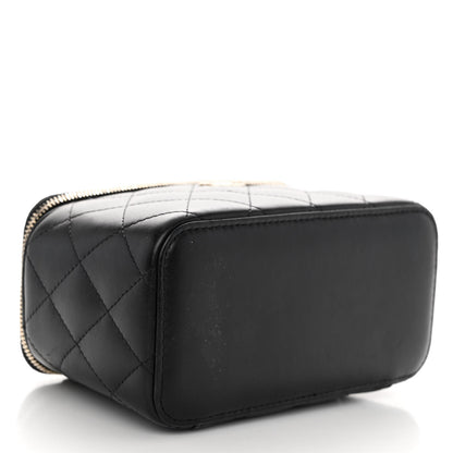 Chanel Lambskin Quilted Small Top Handle Vanity Case With Chain Black 4 of 11