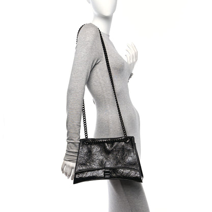 Balenciaga Crushed Calfskin Monochrome Medium Crush Chain Bag Black 2 of 10
