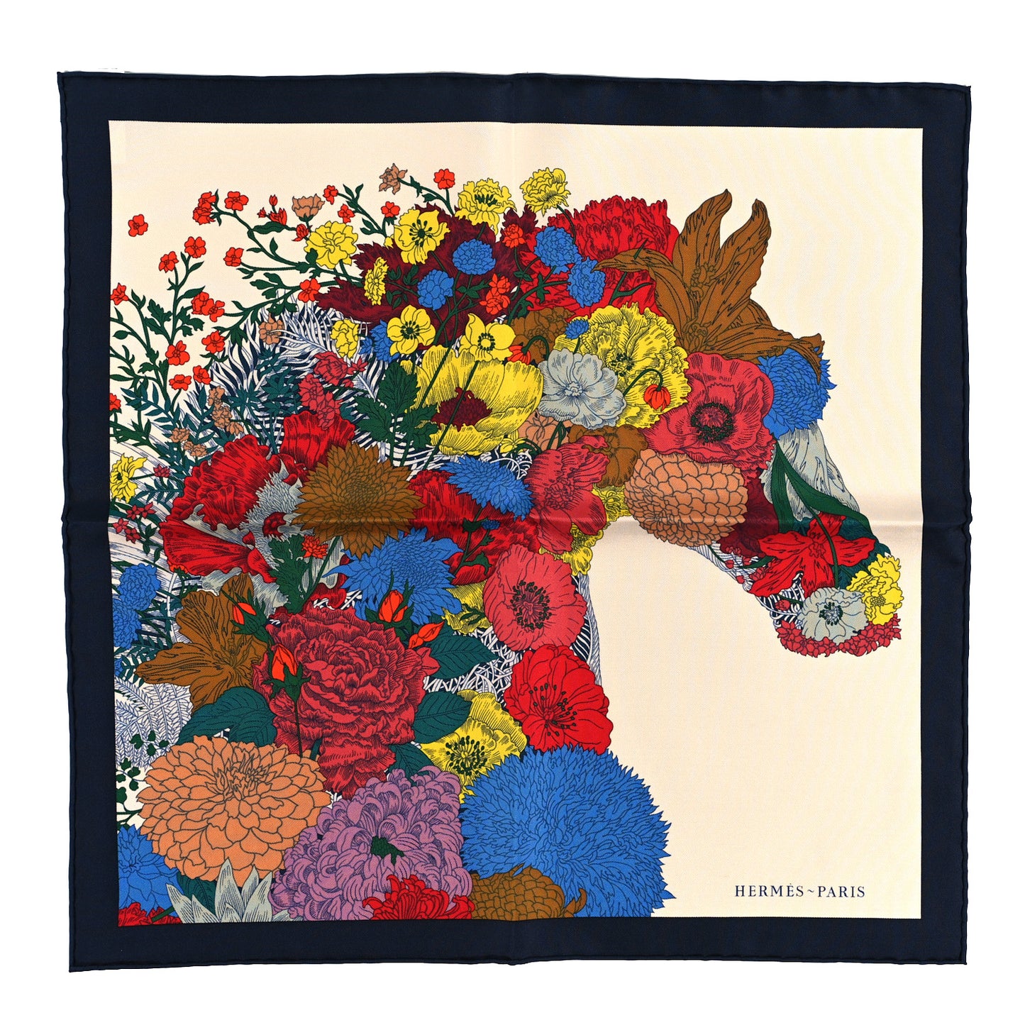 Silk Robe Legere Scarf 45 Marine White Multicolor