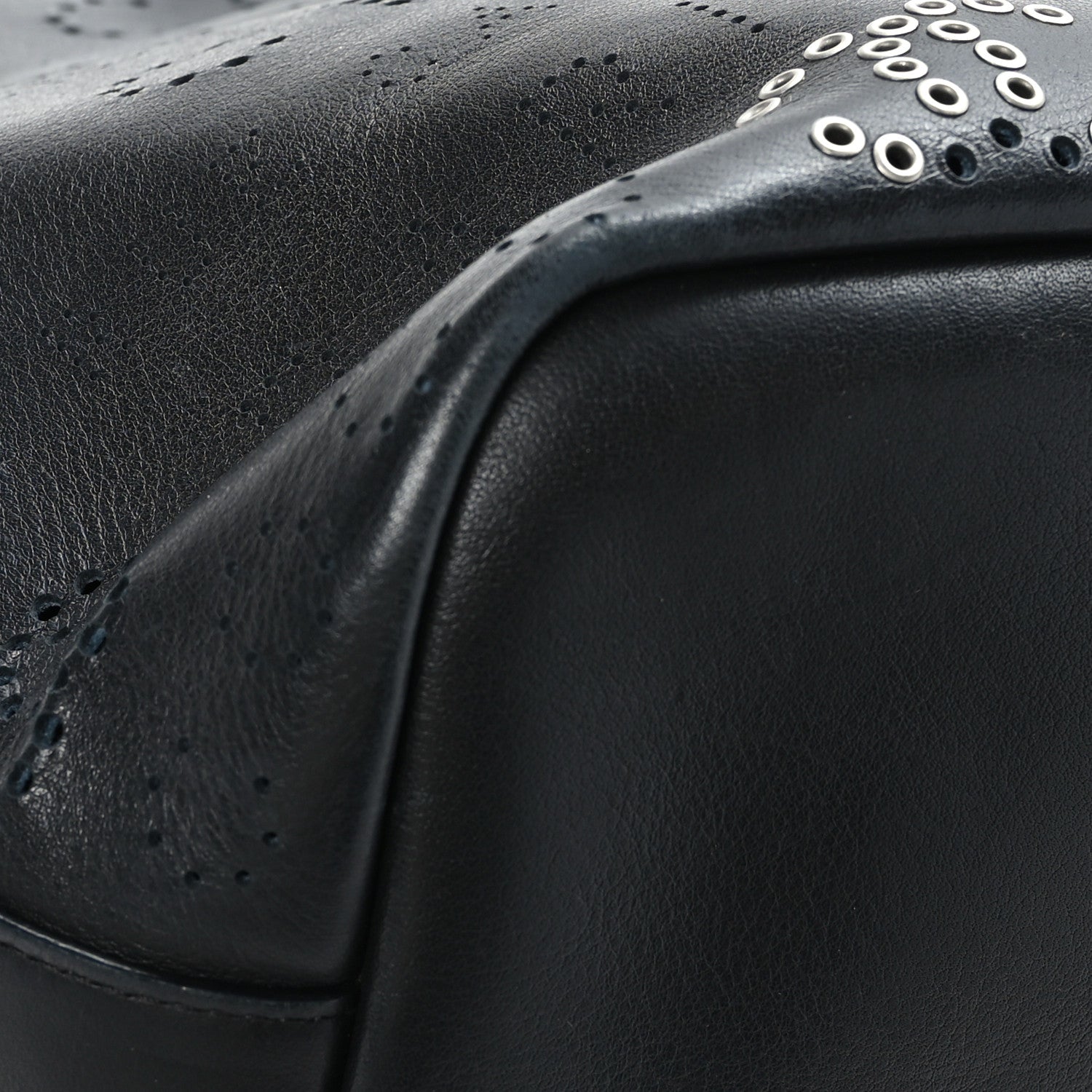 Chanel Calfskin Tweed Small Logo Eyelets Shopping Tote Black 8 of 12