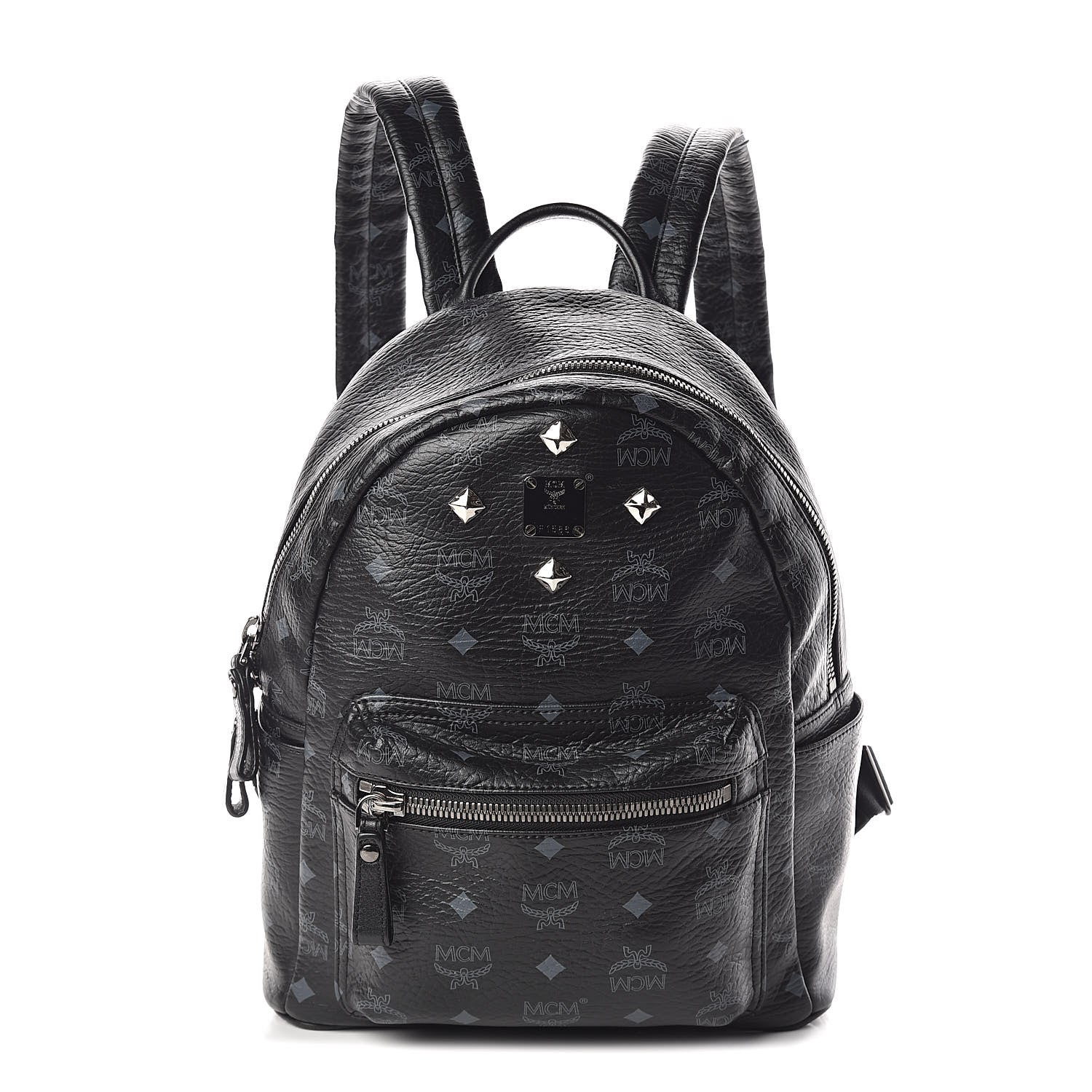 MCM Visetos Studded Small Stark Backpack Black 1 of 9