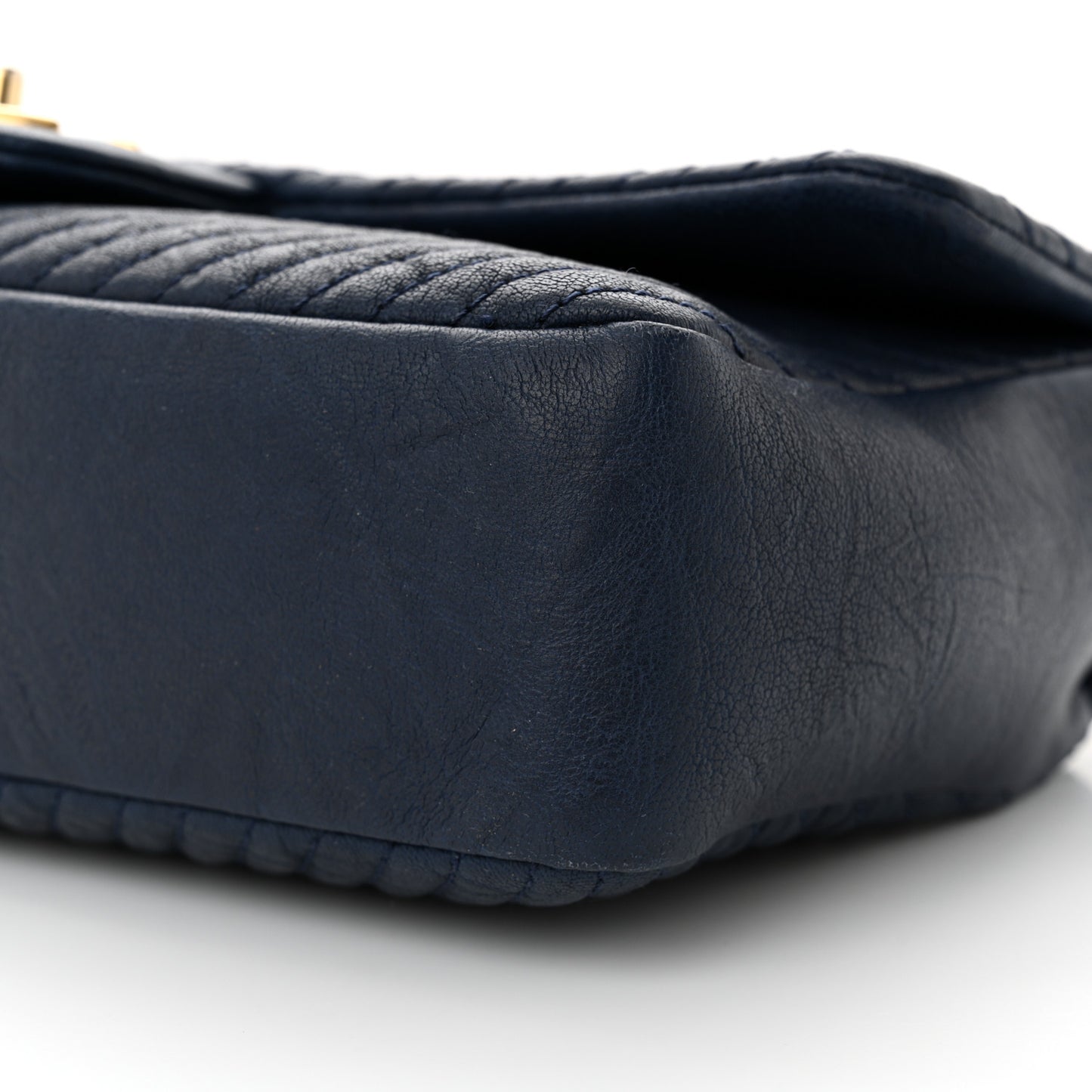 Calfskin Surpique Chevron Medium Flap Navy