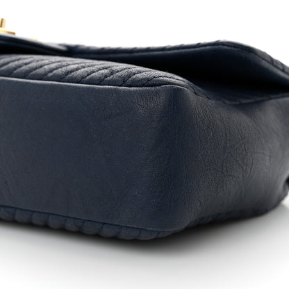 Chanel Calfskin Surpique Chevron Medium Flap Navy 10 of 12