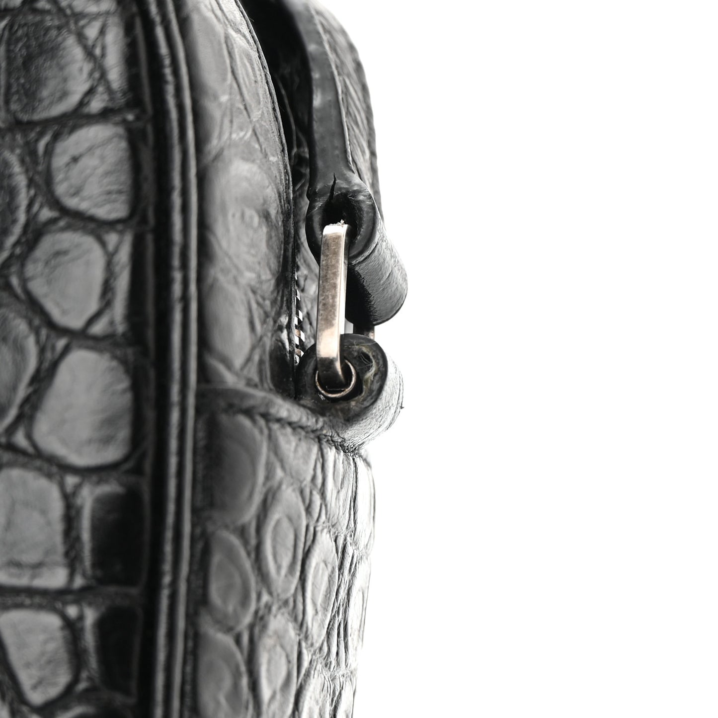 Calfskin Crocodile Embossed Monogram Lou Camera Bag Black