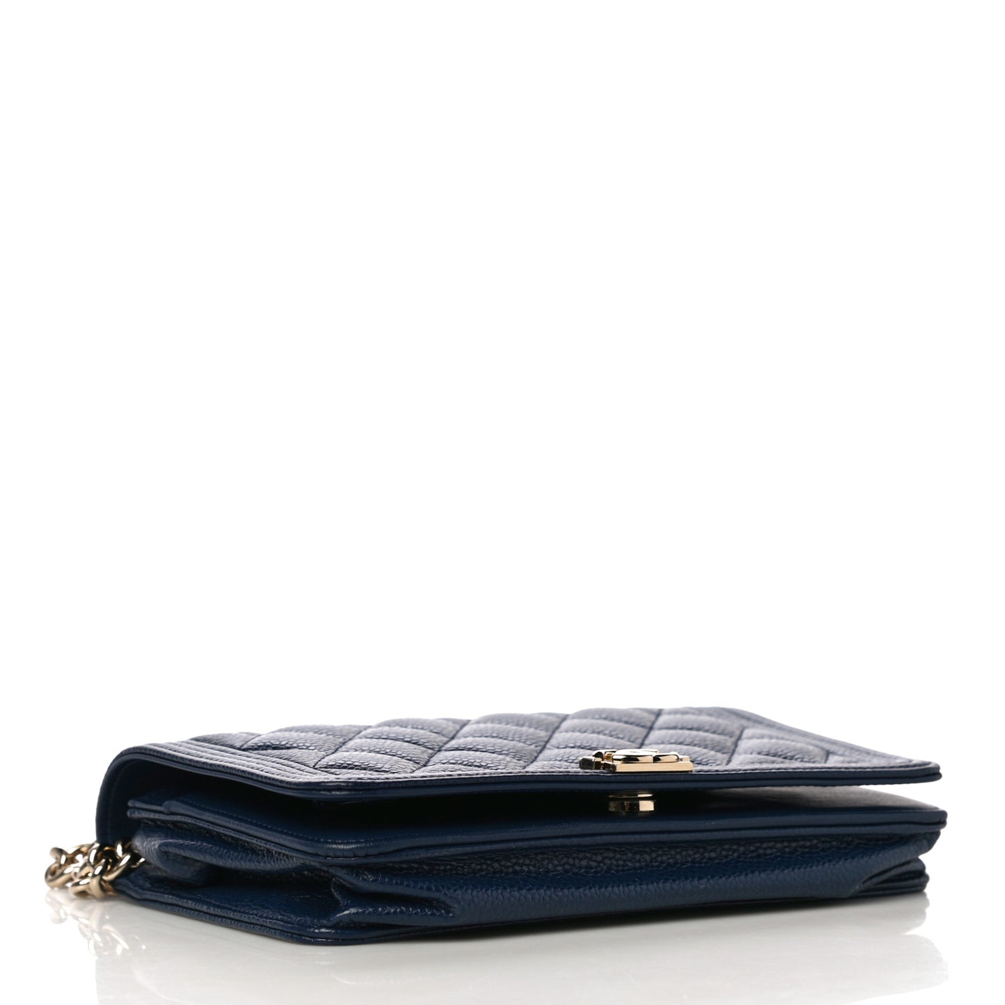 Caviar Quilted Boy Wallet On Chain WOC Navy