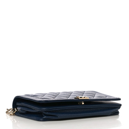 Chanel Caviar Quilted Boy Wallet On Chain WOC Navy 4 of 14