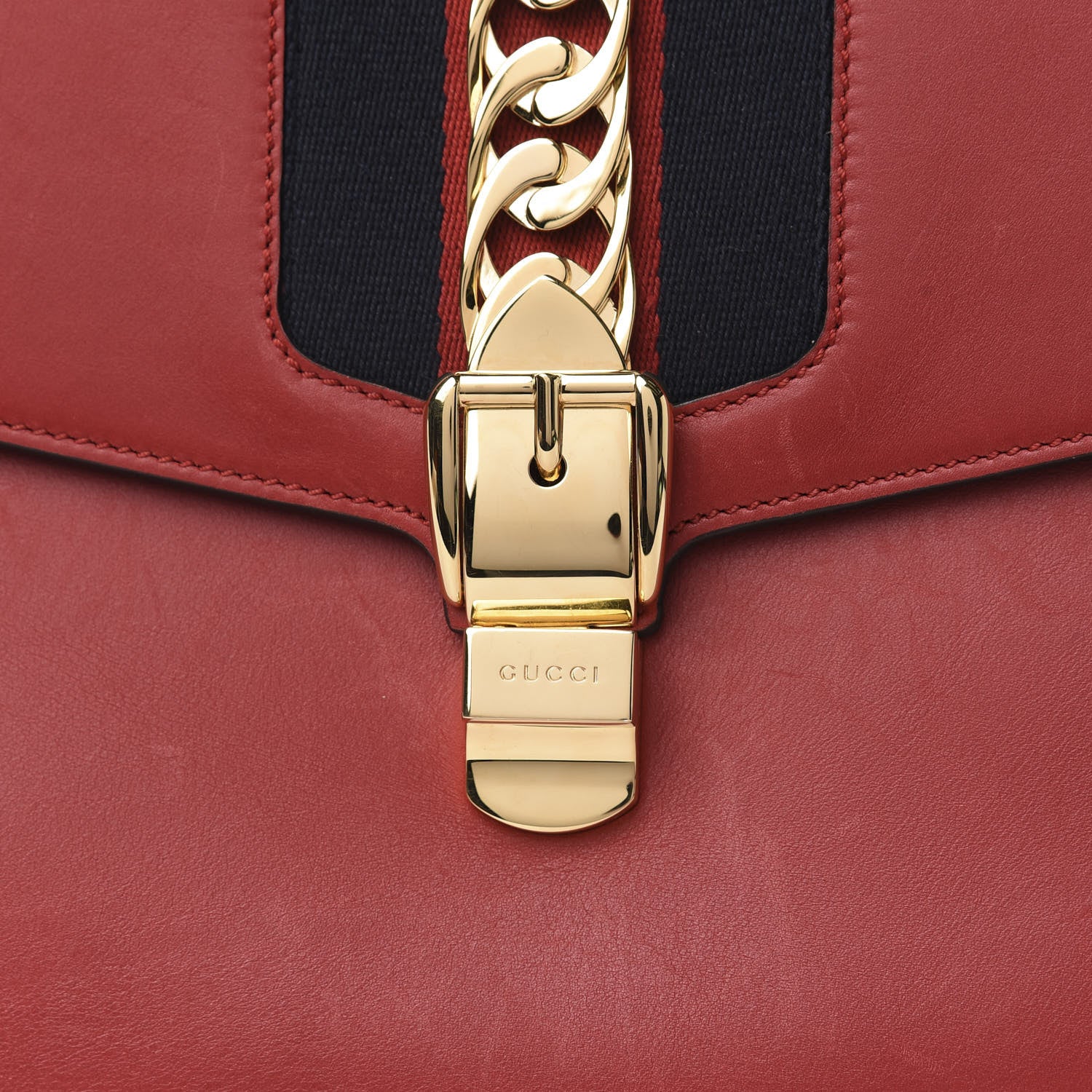 Gucci Calfskin Maxi Sylvie Clutch Red 10 of 12