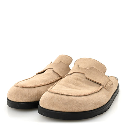 Hermes Suede Calfskin Womens Go Mules 38 Beige Argile 3 of 11