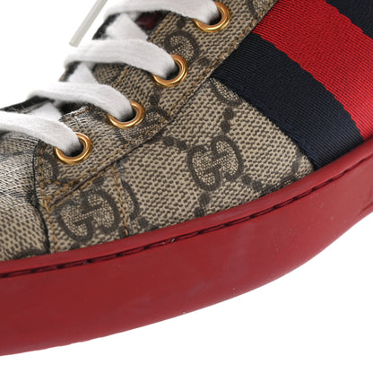 Gucci GG Supreme Monogram Ayers Mens New Ace Low-Top Sneaker 7 Beige Red 23 of 32
