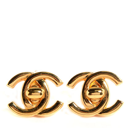 Chanel Metal CC Turnlock Clip On Earrings Gold 1 of 5
