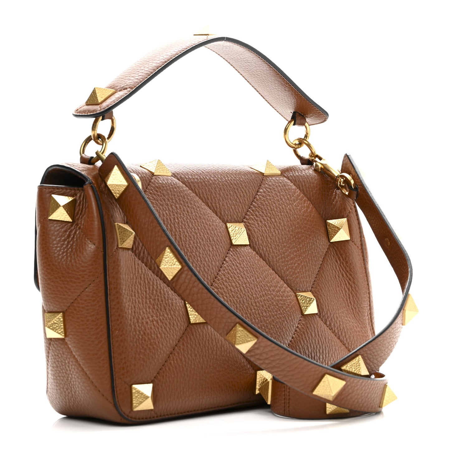 Grained Calfskin Large Roman Stud Shoulder Bag Selleria