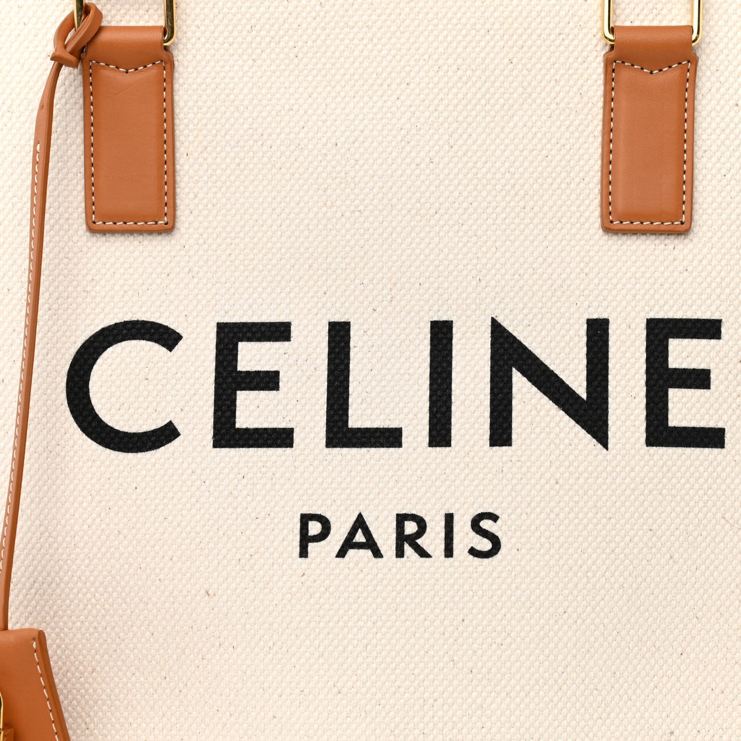 Canvas Calfskin Logo Print Small Horizontal Cabas Natural Tan