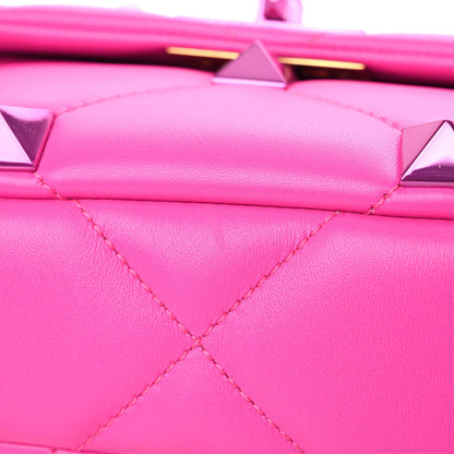 Valentino Garavani Nappa Lacquer Monochrome Small Roman Stud Shoulder Bag Pink PP 7 of 9