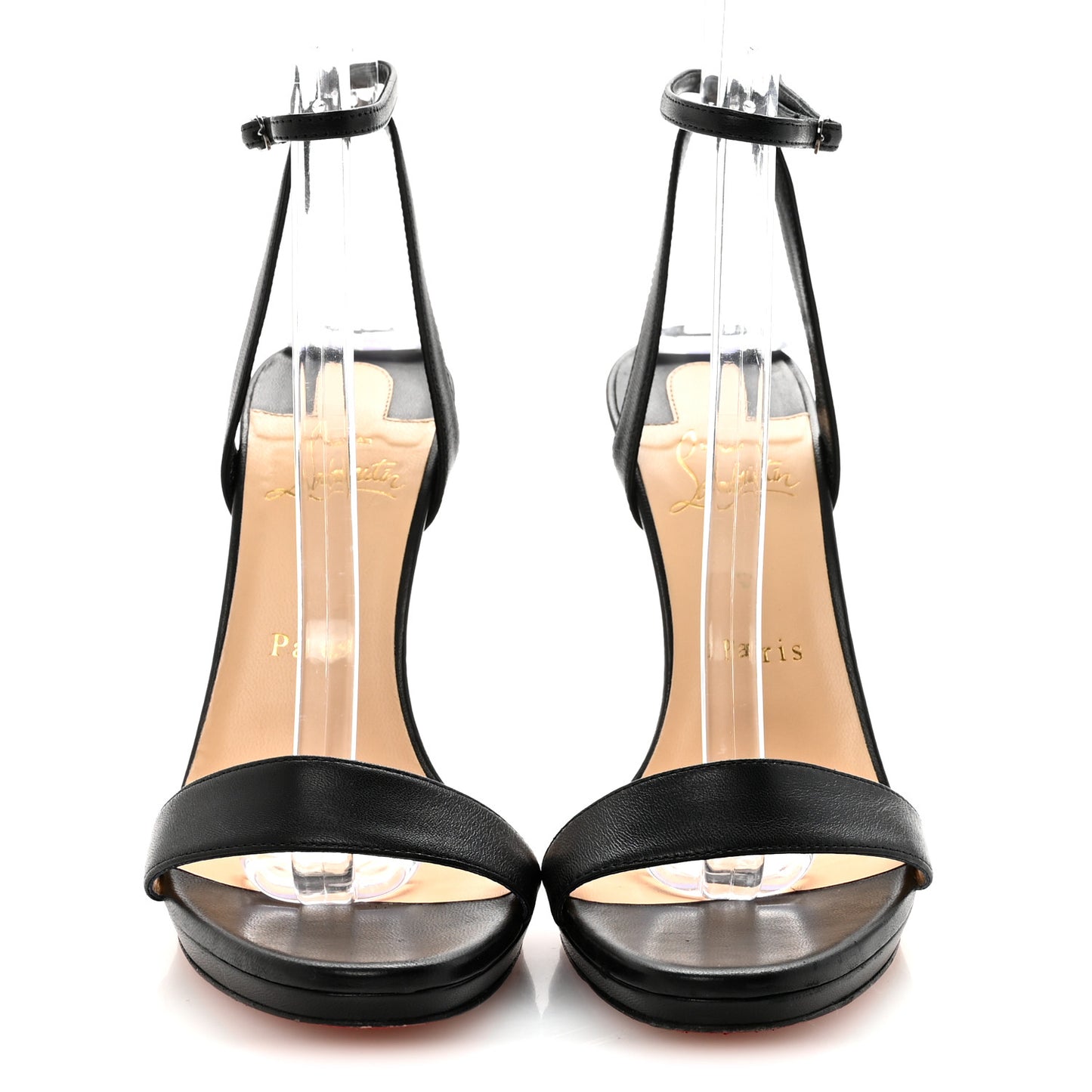 Nappa Loubi Queen 120 Strap Sandals 37.5 Black