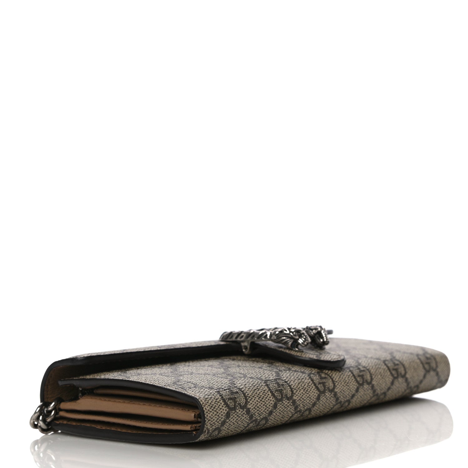 Gucci GG Supreme Monogram Dionysus Chain Clutch Wallet Beige Taupe 4 of 10