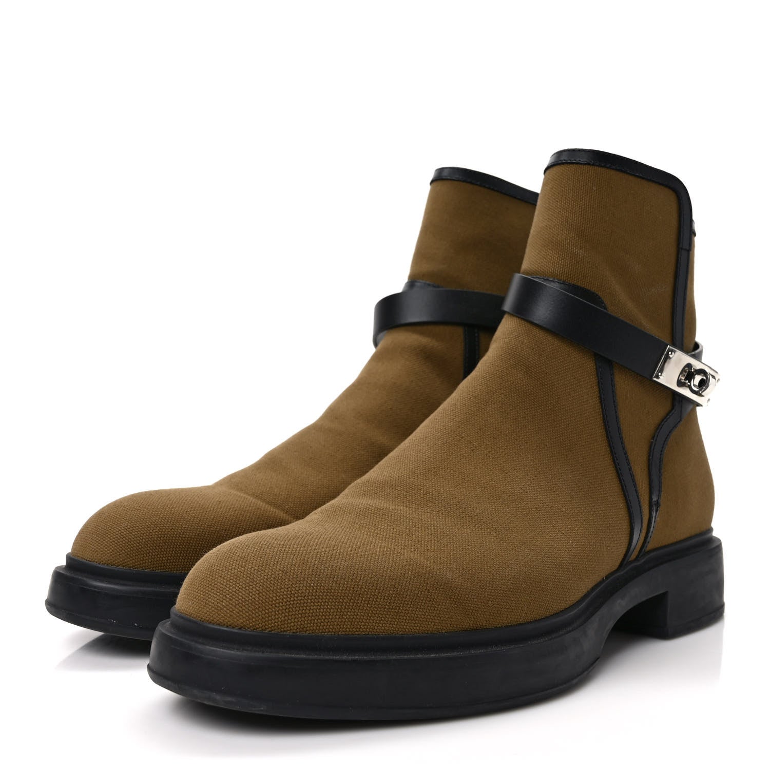 Hermes Canvas Veo Ankle Boots 42 Kaki Black 3 of 8