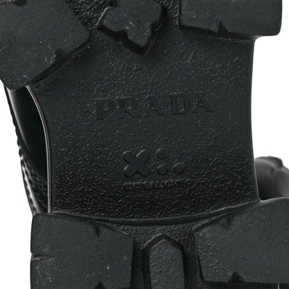 Prada Spazzolato Rois Re-Nylon Metal Triangle Logo Mens Monolith Pouch Pocket 60mm Combat Boots 6 Black 6 of 9