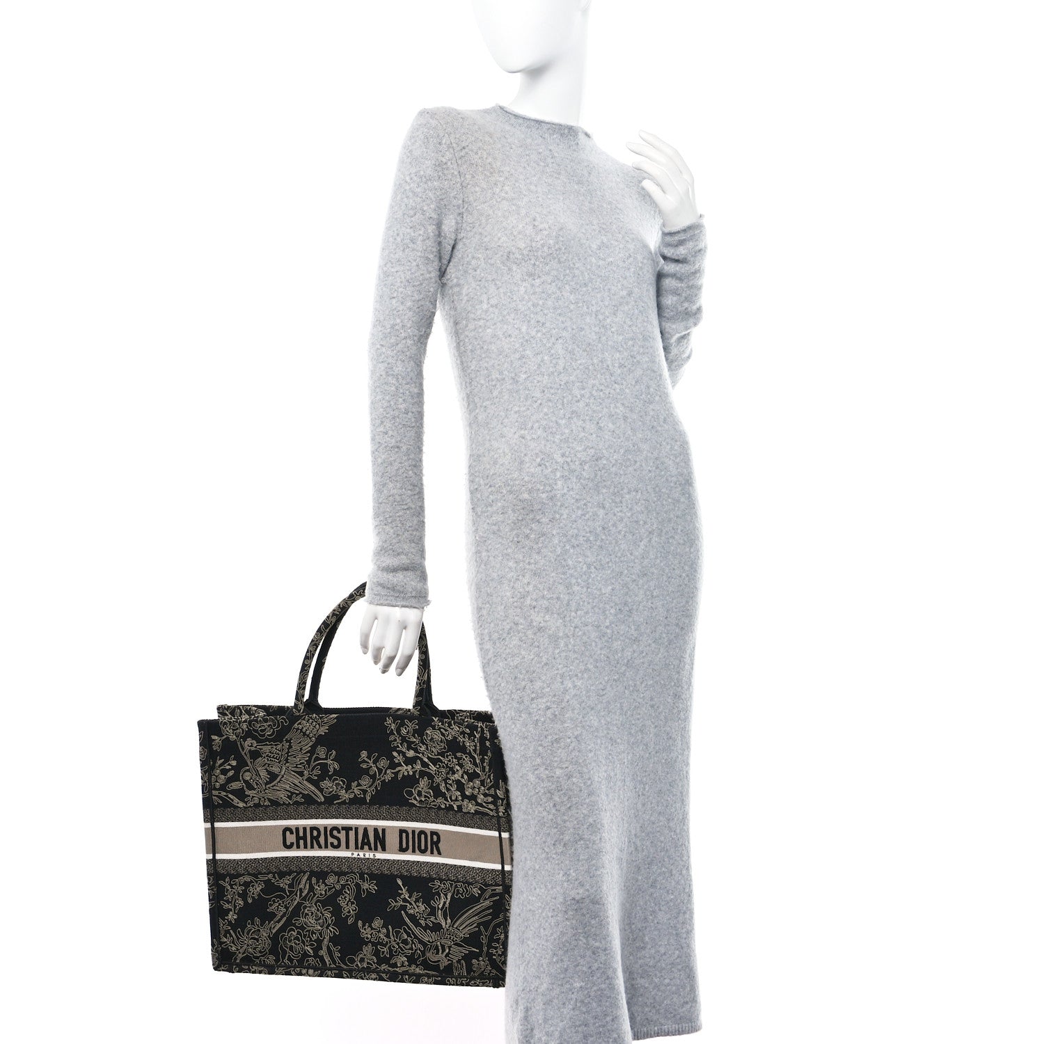 Christian Dior Canvas Embroidered Large Ornamental Cornely Book Tote Black Beige 3 of 13