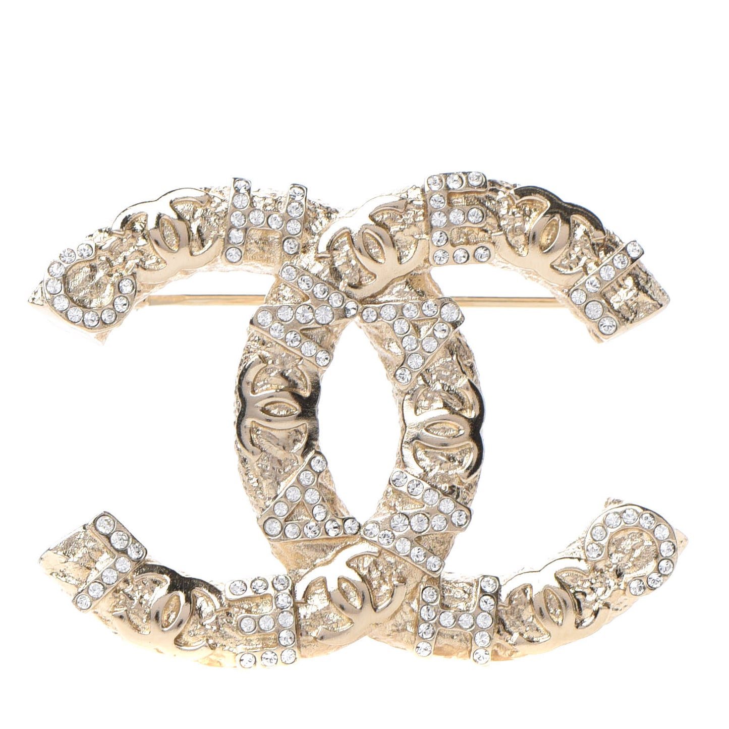 Crystal CC Logo Brooch Gold