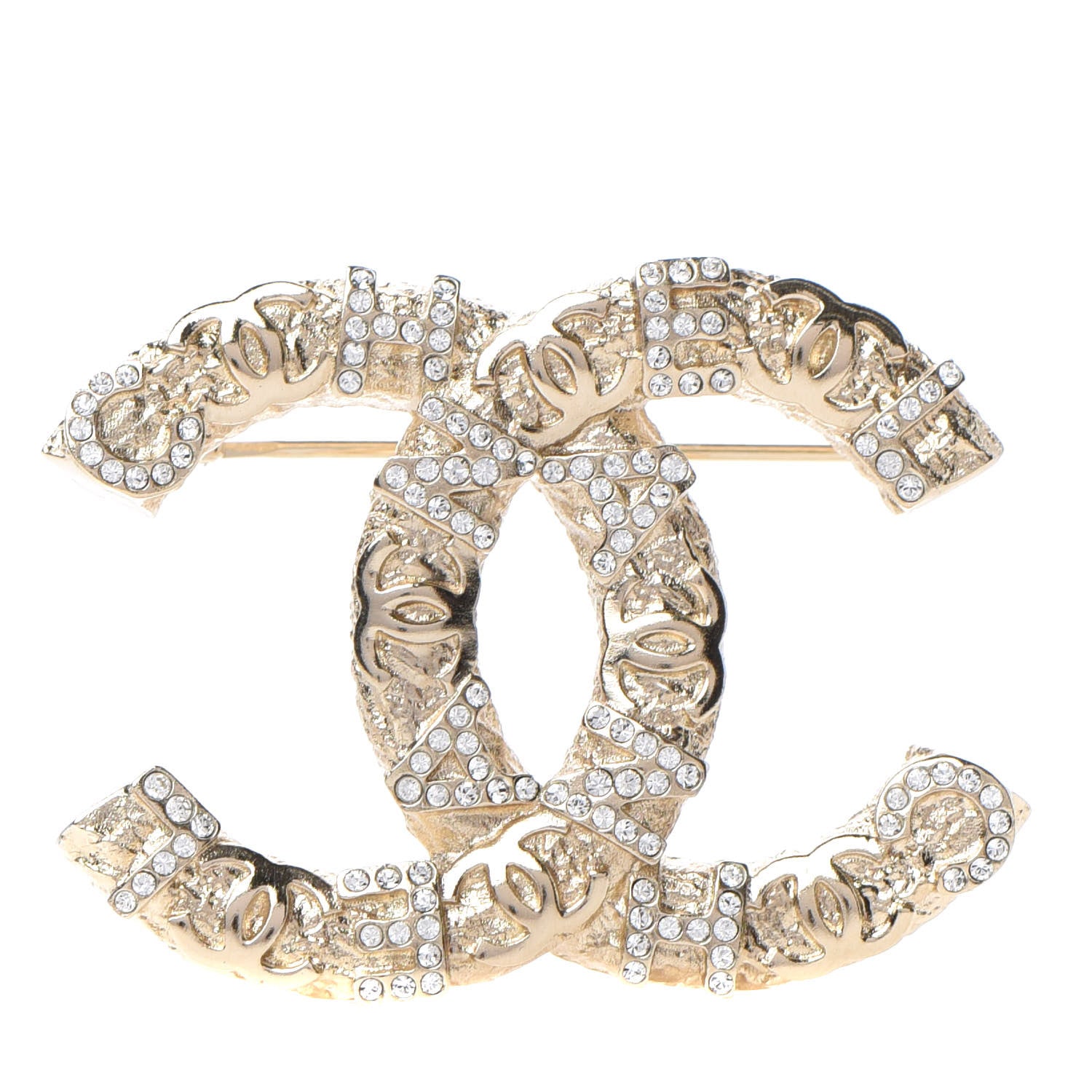 Chanel Crystal CC Logo Brooch Gold 1 of 5