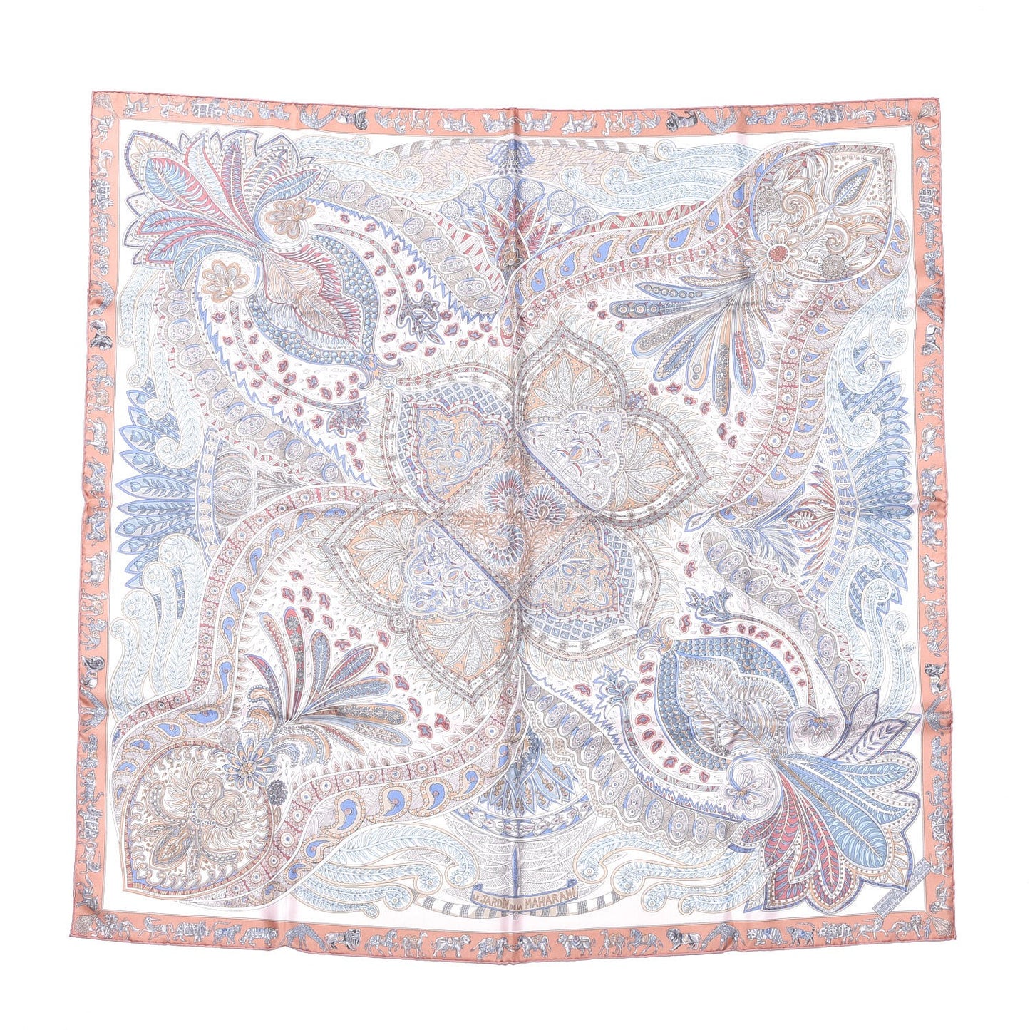 Silk Le Jardin De La Maharani Scarf 90 Rose Pale Aqua Poudre