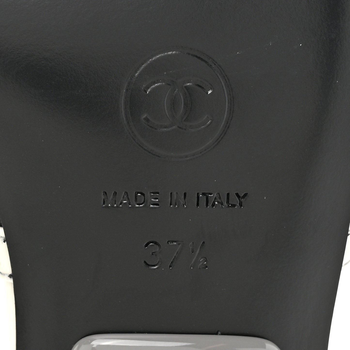 Patent Calfskin Mules 37.5 Black White