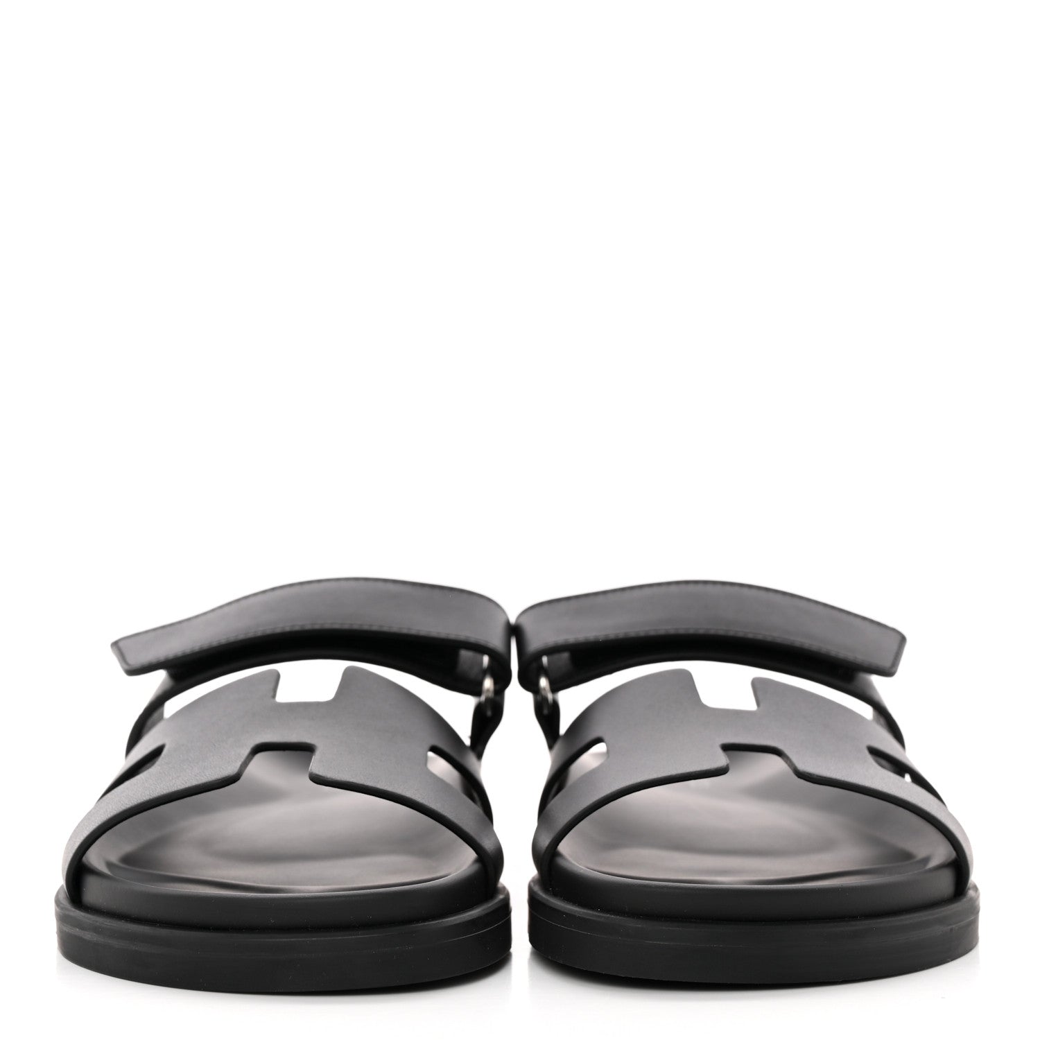 Hermes Calfskin Womens Chypre Sandals 36.5 Black 2 of 11