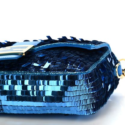 Fendi Sequin Paillettes Shiny Nappa Sex and the City Baguette Blue Blue Royal 11 of 11