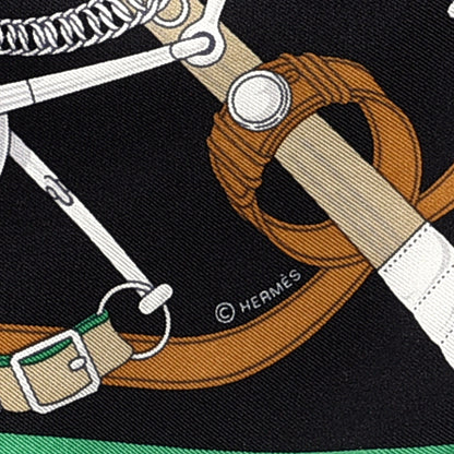 Hermes Silk Eperon D'Or Scarf 90 Vert Emeraude Black 3 of 6