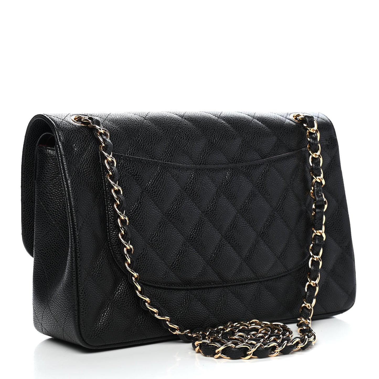Caviar Quilted Jumbo Double Flap Black