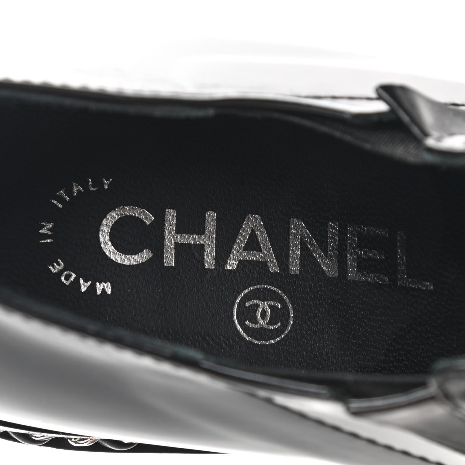 Chanel Patent Calfskin CC Chain Loafers Pumps 37.5 Black 7 of 9
