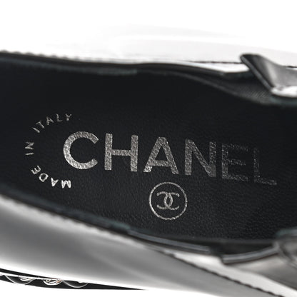 Chanel Patent Calfskin CC Chain Loafers Pumps 37.5 Black 7 of 9