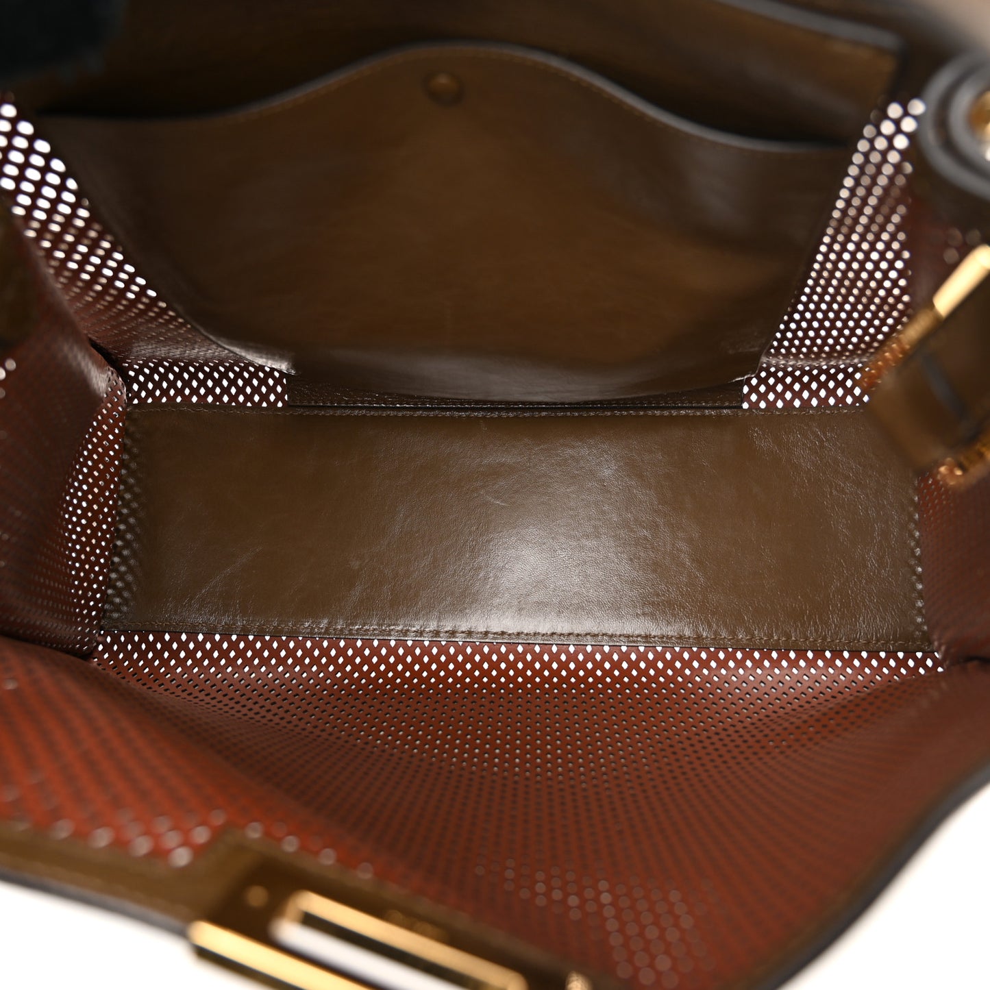 Vitello Liberty Glossy Lambskin Perforated Large Peekaboo X-Lite White Ice Rust Maya