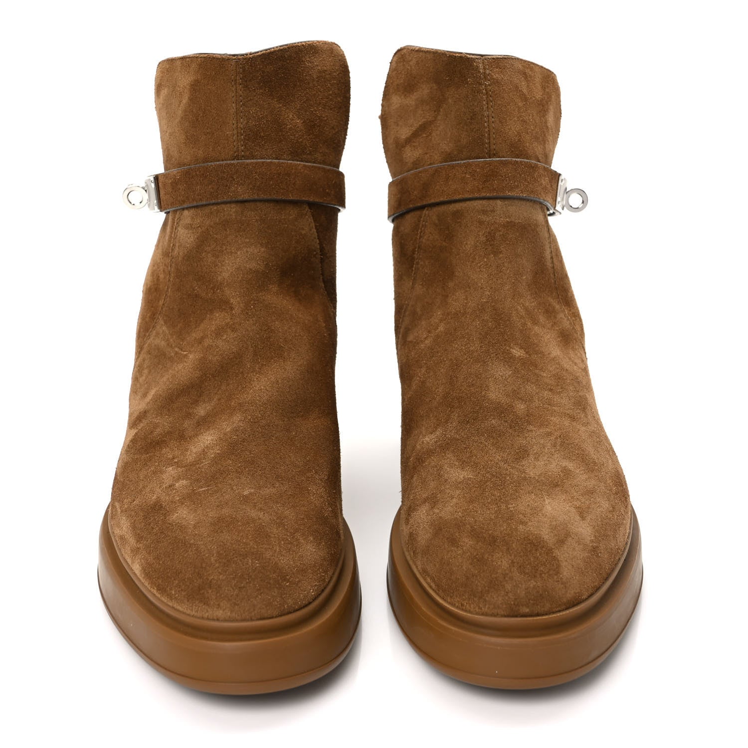 Hermes Velvet Womens Follow Low Boots 39.5 Brun Fume 2 of 7