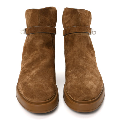 Hermes Velvet Womens Follow Low Boots 39.5 Brun Fume 2 of 7