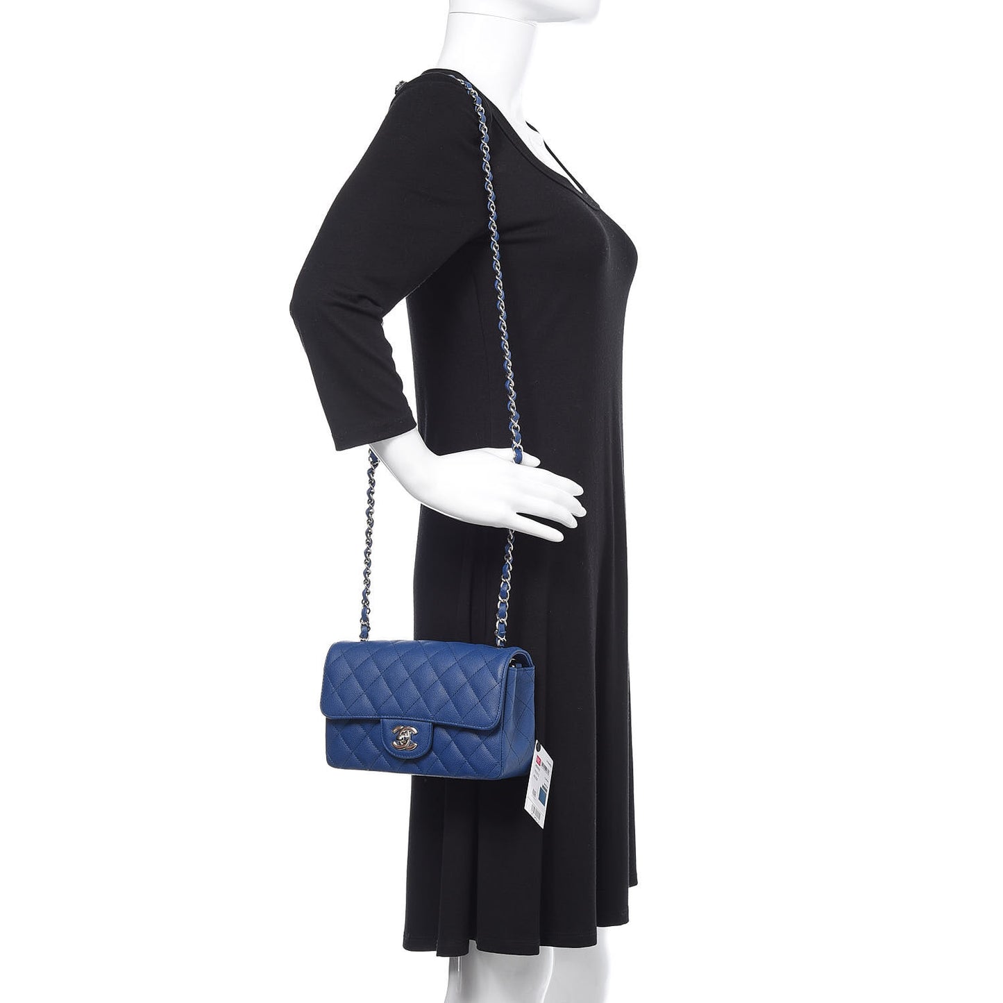 Caviar Quilted Mini Rectangular Flap Blue