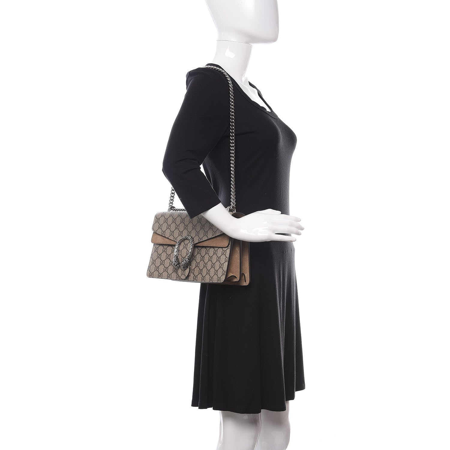 Gucci GG Supreme Monogram Small Dionysus Shoulder Bag Taupe 2 of 12