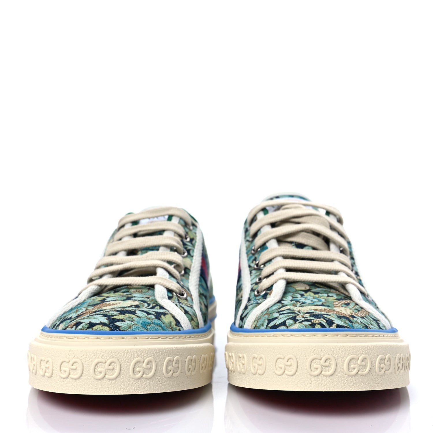 Gucci X LIBERTY OF LONDON Canvas Web Floral Print Womens 1977 Tennis Sneakers 39 Carta Acquamarine Navy Mystic White 2 of 8