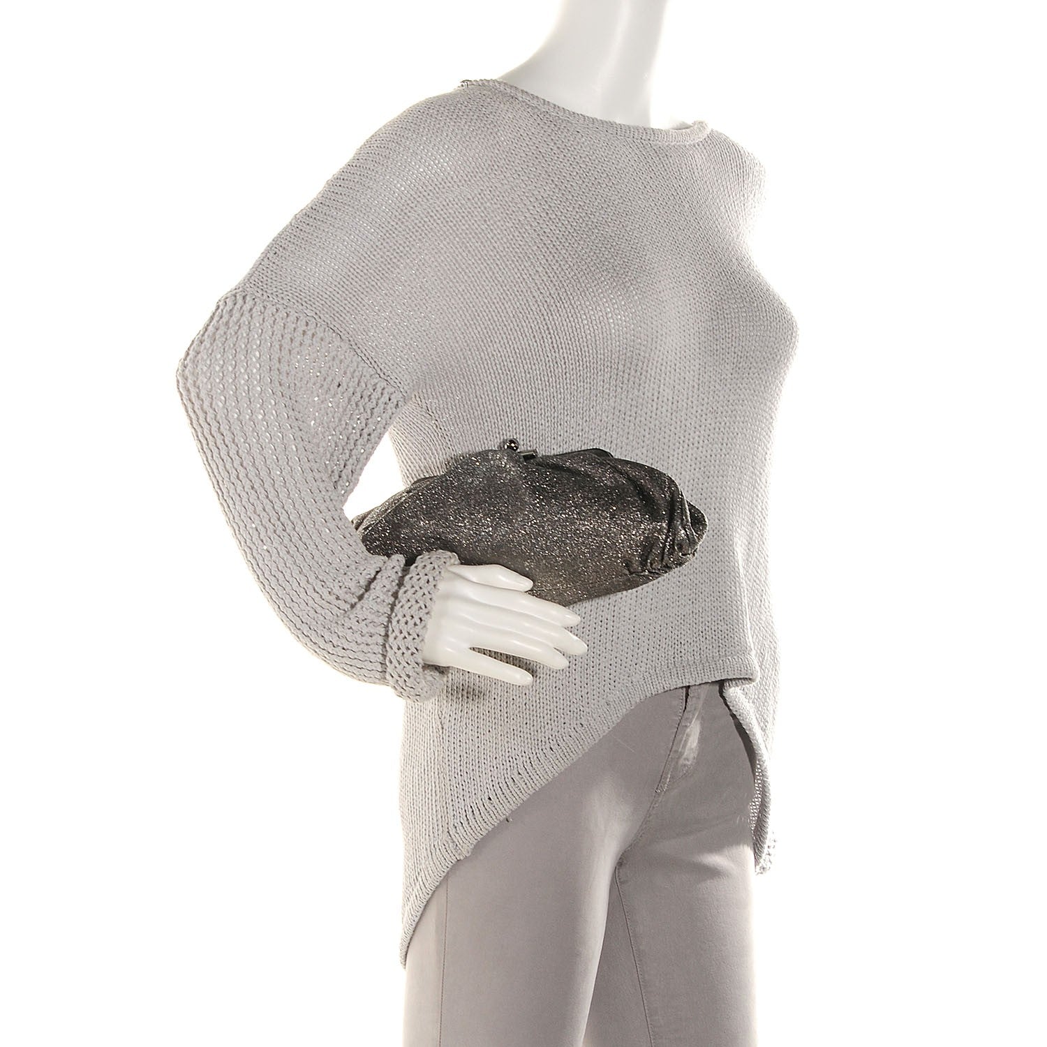 Chanel Crinkled Metallic Lambskin Clutch Dark Silver 2 of 9