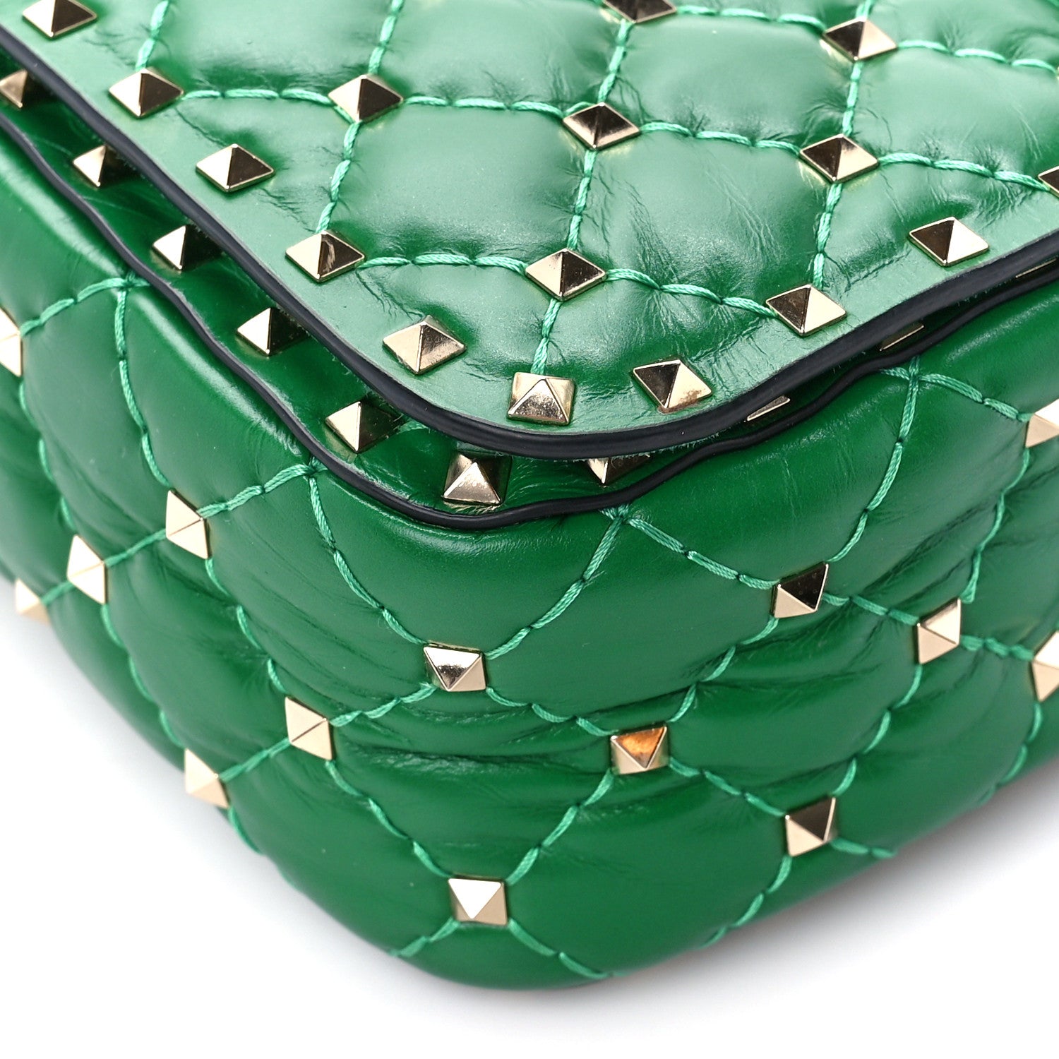 Valentino Garavani Calfskin Rockstud Spike Convertible Shoulder Bag Gea Green 11 of 13